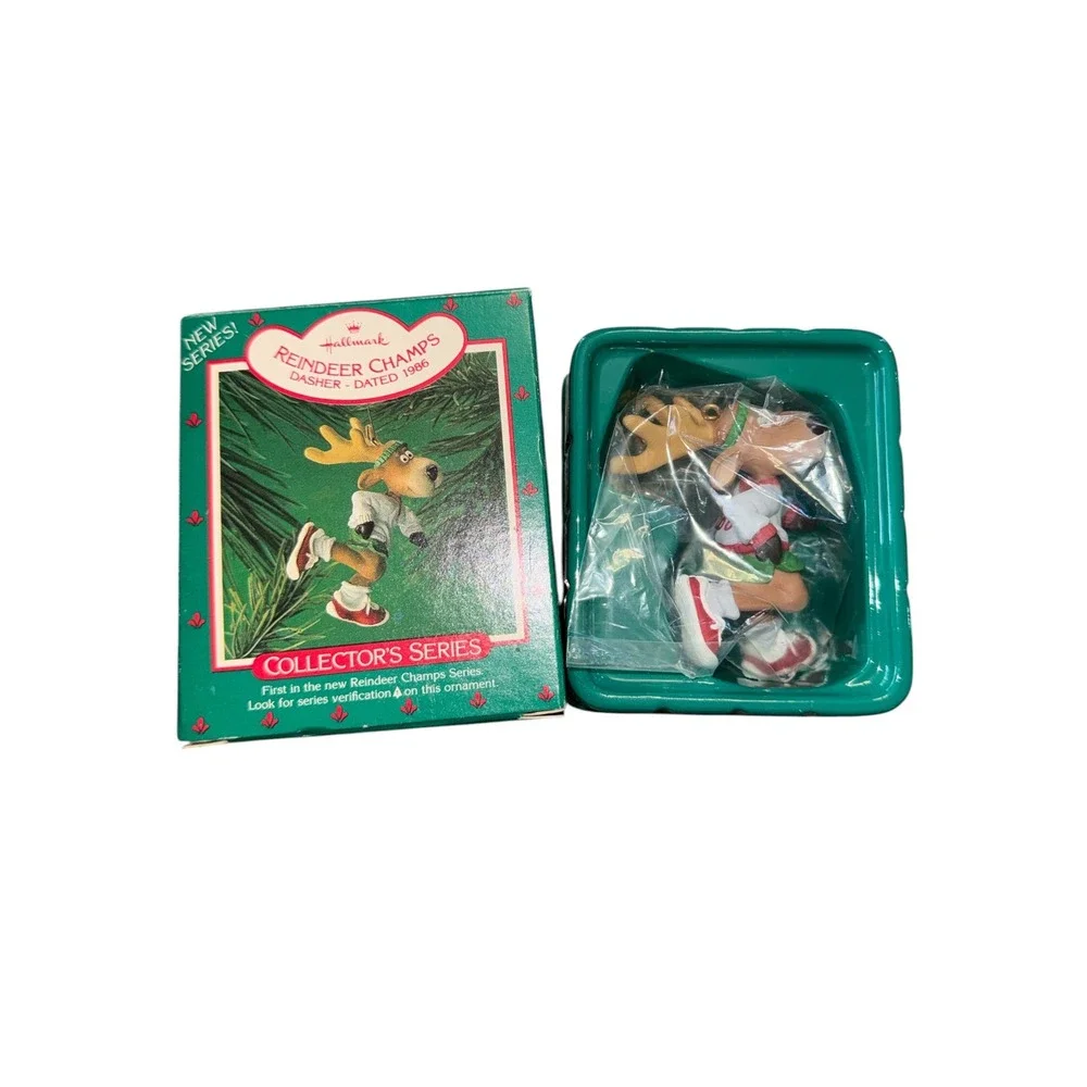 1986 Hallmark Keepsake Ornament Reindeer Champs Dasher Running Vintage QX422-3